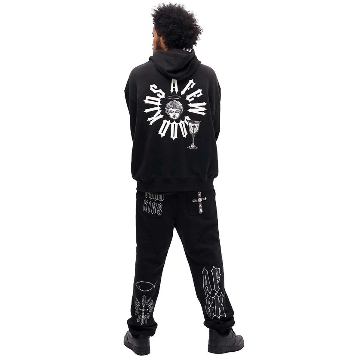 【 A FEW GOOD KIDS 】 AFGK 正規品 男女兼用 ラインストーン ロゴ ジップアップ パーカー LOGO Rhinestone  ZIP UP HOODIE