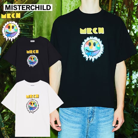 【 MISTERCHILD 】 ミスターチャイルド ユニセックス レインボースマイル Tシャツ UNISEX RAINBOW SMILE TEE