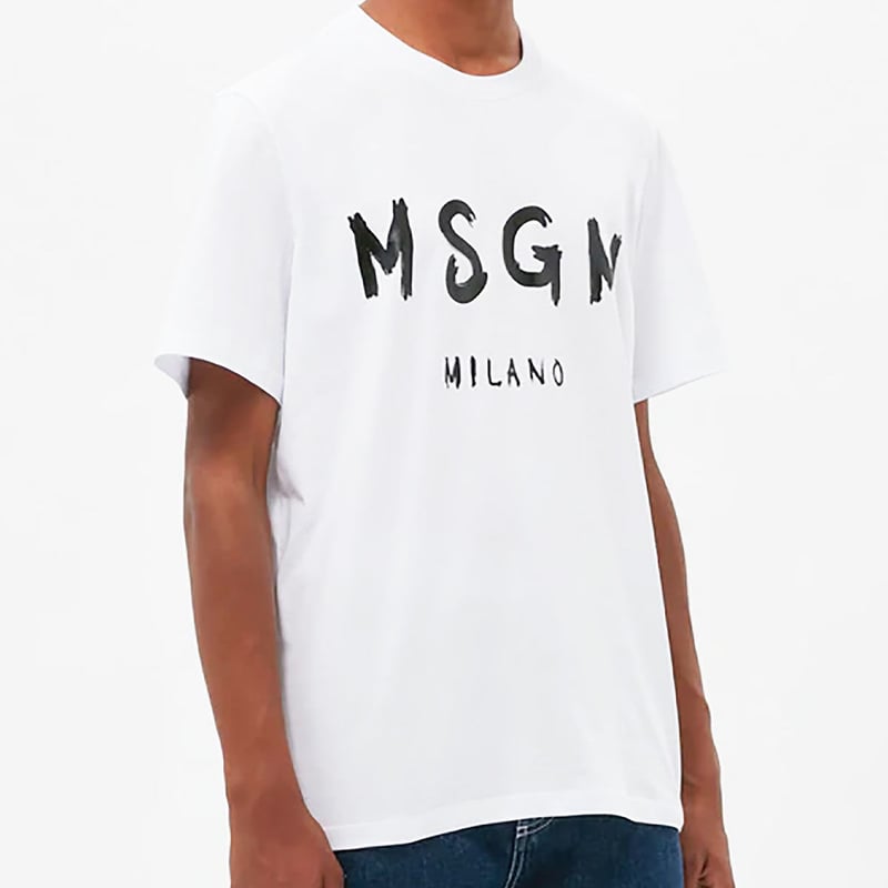 MSGM 】 ロゴプリントTシャツ PAINT BRUSHED LOGO TEE | FR...