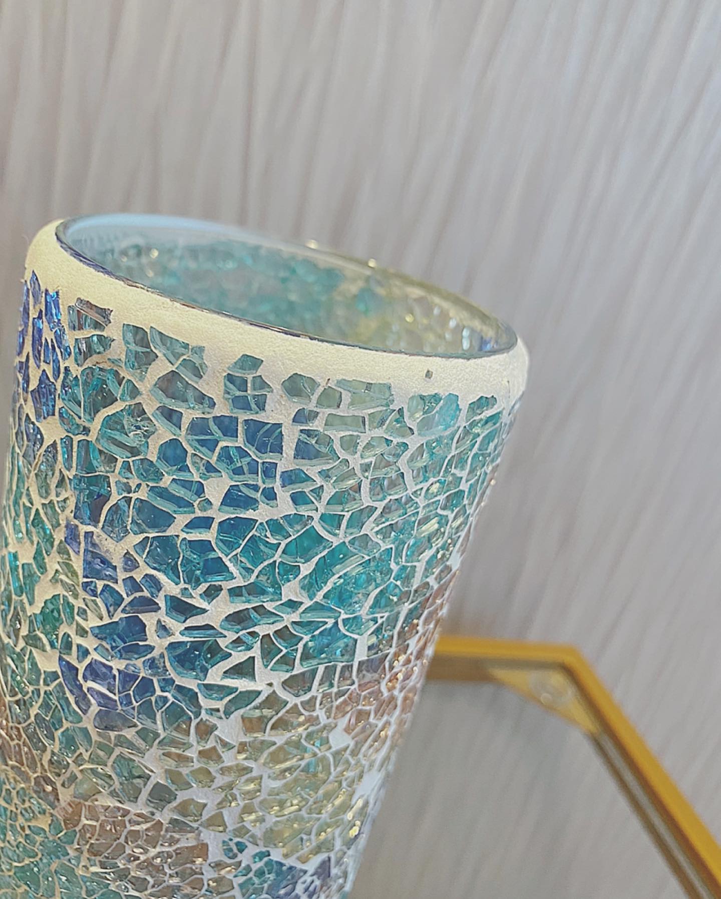 ハンドメイド　モザイクガラス フラワーベース 花瓶　大 モザイクガラスフラワーベース（ブルー） | HANADEMOKAZAROW