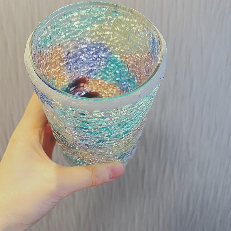 モザイクガラス　フラワーベース 花瓶 モザイク フラワーベース ガラス （ 花びん 花器 ベース ミニ