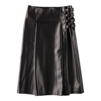 LEATHER WRAP MID SKIRT (COOMEFW24SK01)  BLACK