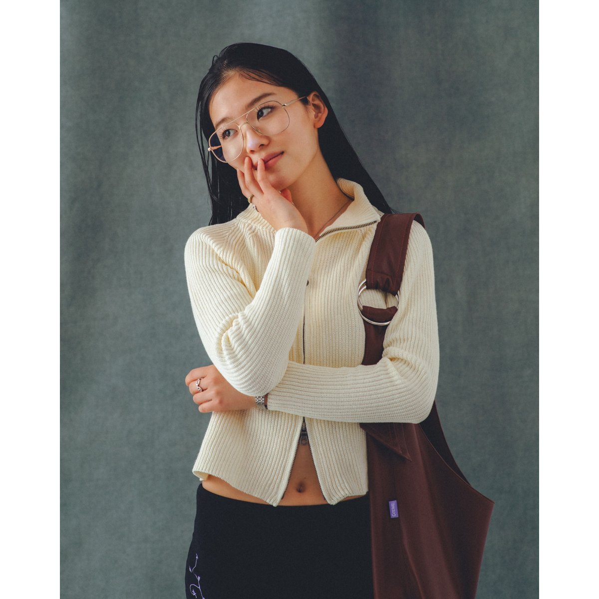 KNIT ZIP UP TOP (COOMEFW25KN01) WHITE | COOME O