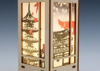 木製クラフト　木楽 行燈（きらく あんどん）京都四季風景・白木
