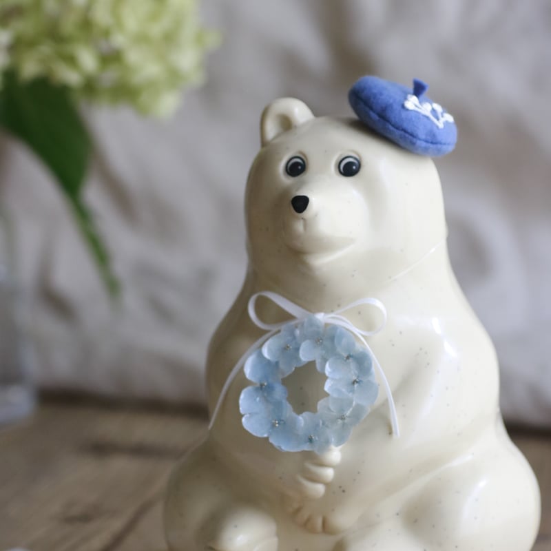 しろくま貯金箱 紫陽花リース blue 【ブルー】 | kukka