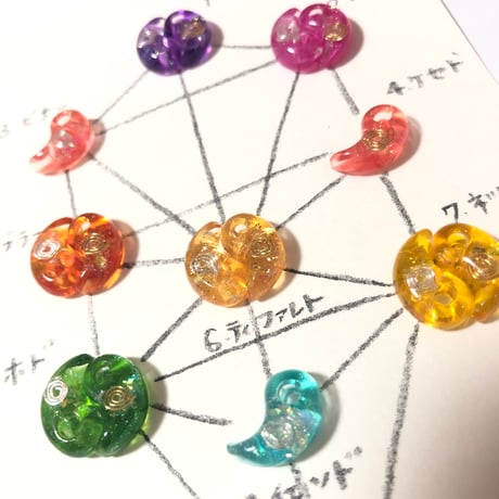 生命の樹の１２色セット・勾玉オルゴナイト