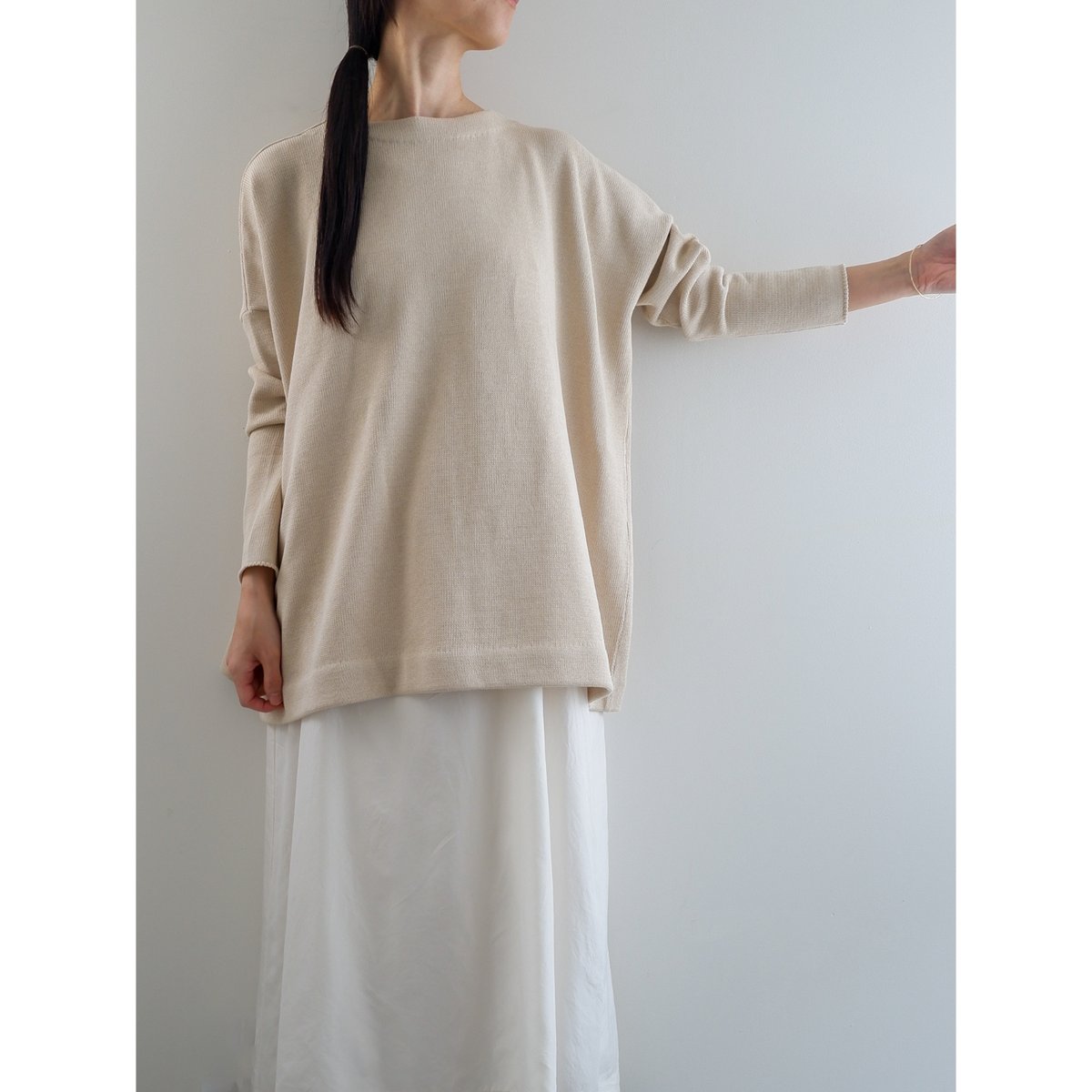 Yoli | Cotton long knit - White/Beige 25SS | wr