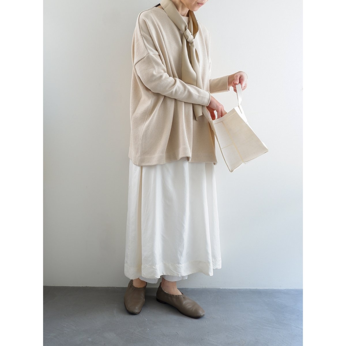 Yoli | Cotton long knit - White/Beige 25SS | wr