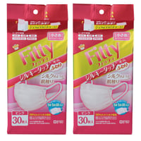 2個セット　FITTY フィッティ シルキータッチ耳ゴムふわり やや小さめサイズ ピンク 30枚入