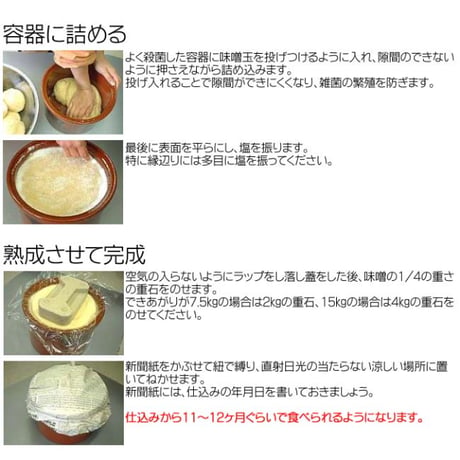 【1月28日以降順次出荷】手作り味噌セット（7.5kg用、15kg用）