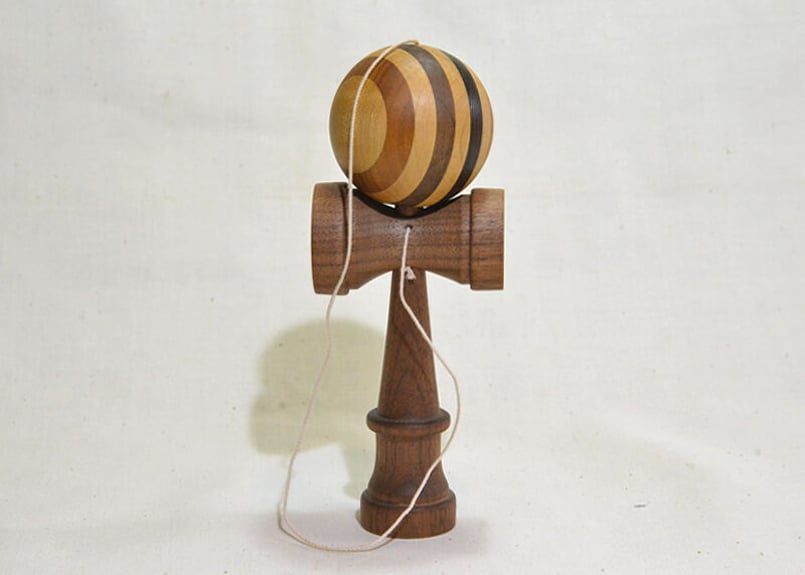 けん玉 － 寄木玉＋ウォールナット剣 Kendama - Mosaic-dama + B