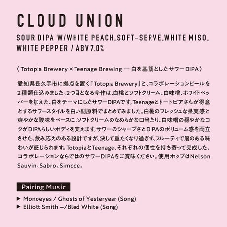 Cloud Union (Teenage Brewing × Totopia Brewery) / Style:Sour DIPA w...