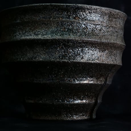 沼野秀章 作品【 Black Wrap 】4号 笠間焼 植木鉢 ［ No.136］