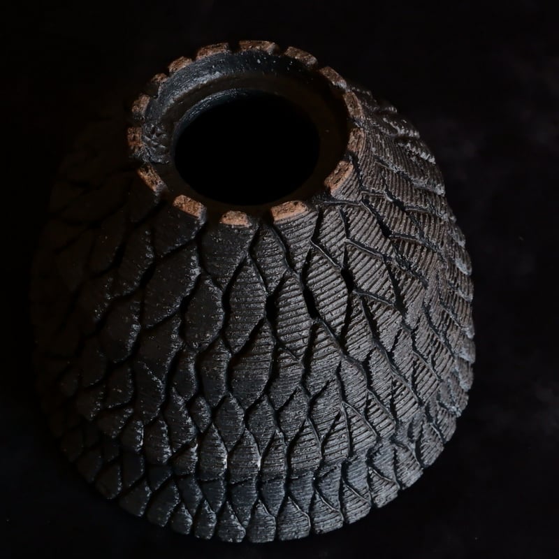 沖誠 作品【 Bark / ラウンド型 / 3号 】笠間焼 植木鉢 [No.5] | 陶賊