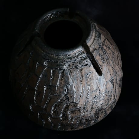 沼野秀章 作品【 black wrap 】3.5号 笠間焼 植木鉢 ［ No.63］