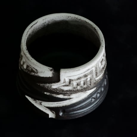 《size S》根本峻吾 作品【  S.N POT type.cylinder「 月蝕雷電 」3号 】笠間焼 植木鉢 [No.144]