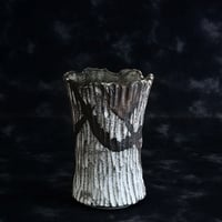 根本峻吾 作品【 S.N POT type.tall「爪牙 -堕天白- 」3号 】笠間焼 植木鉢 [No.21]