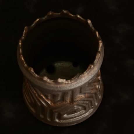 《長鉢》根本峻吾 作品【 S.N.POT type. tall「 鐡 - 黒焔 - 」3号 】笠間焼 植木鉢 [No.77]