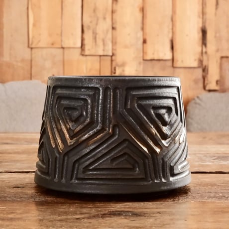 《size L》根本峻吾 作品【 S.N.POT type. cylinder「 鐡 - kurogane - 」5号 】笠間焼 植木鉢 [No.5]