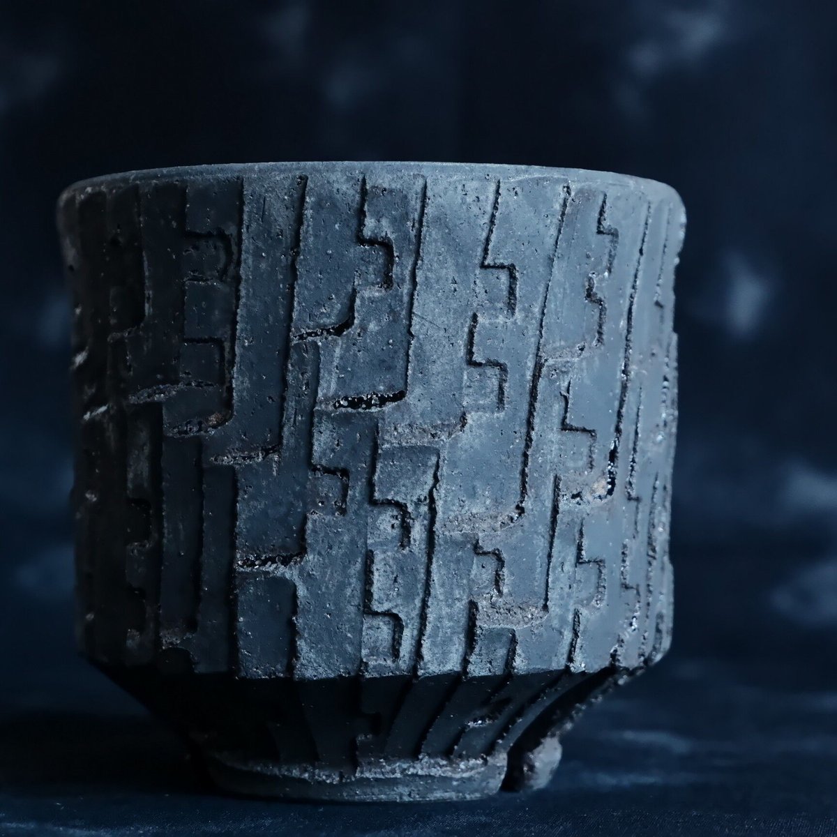 陶器鉢　沼野秀章　植木鉢　笠間焼 沼野秀章 作品 【 刻ム音 】 3号 笠間焼 植木鉢 ［ No.86］ | 陶