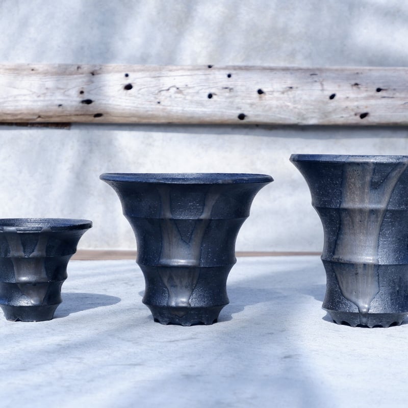 沖誠 作品【 Border - 流し掛け - 4号 】 広縁型 笠間焼 植木鉢 08 |