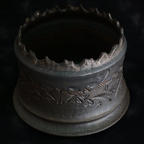 《size L》根本峻吾 作品【  S.N POT type.cylinder「 刻印 - kokuin - 」5号 】笠間焼 植木鉢 [No.150]