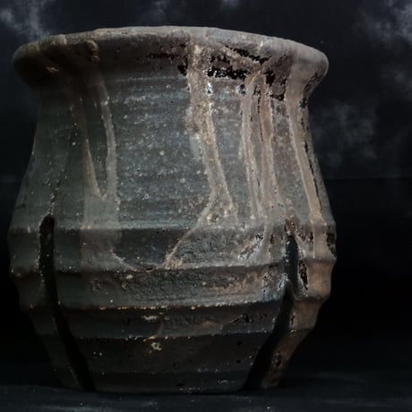 沼野秀章 作品【 black wrap 】φ10cm 笠間焼 植木鉢 ［ No.119］