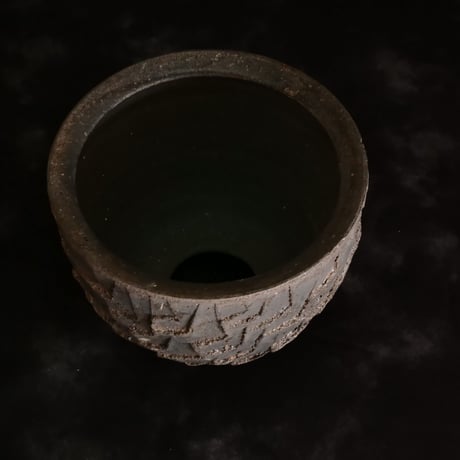沼野秀章 作品【 Black Wrap 】3.5号 笠間焼 植木鉢 ［ No.16］
