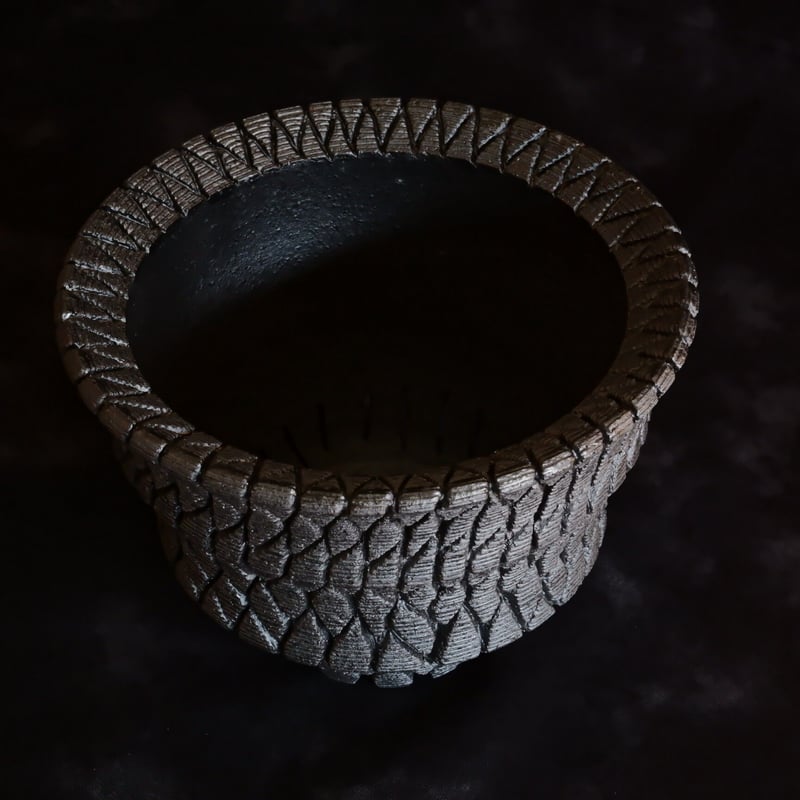 沖誠 作品【 Bark / ラウンド型 / 4号 】笠間焼 植木鉢 [No.4] | 陶賊