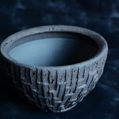 沼野秀章 作品【 Black Wrap 】4号 笠間焼 植木鉢 ［ No.147］