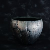 沖誠 作品【 Rivet - 燻銀彩 - / round  / 4号 】笠間焼 植木鉢 【No.56】