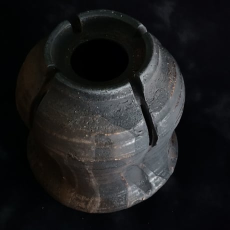 沼野秀章 作品【 black wrap 】長鉢 φ12.5cm 笠間焼 植木鉢 ［ No.127］