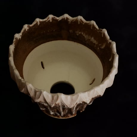 中野明彦 作品【 KIRIKO / amber / 4号 】笠間焼 植木鉢 [No.158]