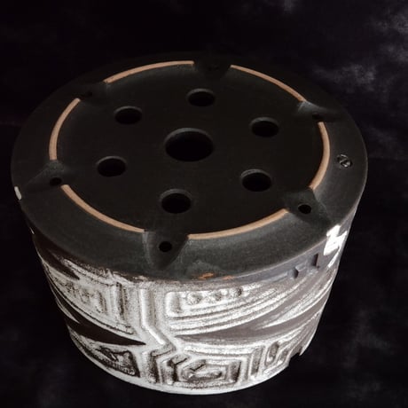 《size L》根本峻吾 作品【  S.N POT type.cylinder「 月蝕雷電 」5号 】笠間焼 植木鉢 [No.151]
