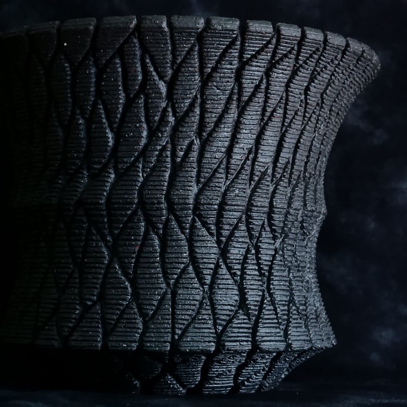 沖誠 作品【 Bark / deep cylinder / 深鉢 / 4号 】笠間焼 植木鉢