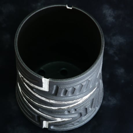 《size M》根本峻吾 作品【  S.N POT type.tall「 雷電 - raiden - 」4号 】笠間焼 植木鉢 [No.99]