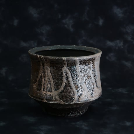 沼野秀章 作品【 black wrap 】3.5号 笠間焼 植木鉢 ［ No.68］