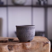 與那嶺大輔 作 【 琉球飛び鉋 / 3号 / S 】やちむん 植木鉢 ［No.02］