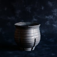 沼野秀章 作品【 black wrap 】3号 笠間焼 植木鉢 ［ No.10］