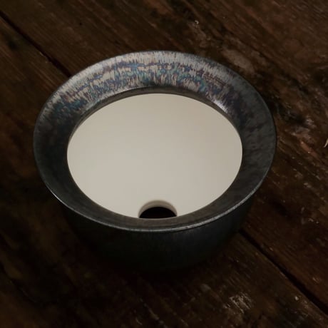 坂本新 作品 【 LUSTER OVERGLAZE - 黒虹彩 - black opal - / S 】笠間焼 植木鉢 [No.30]