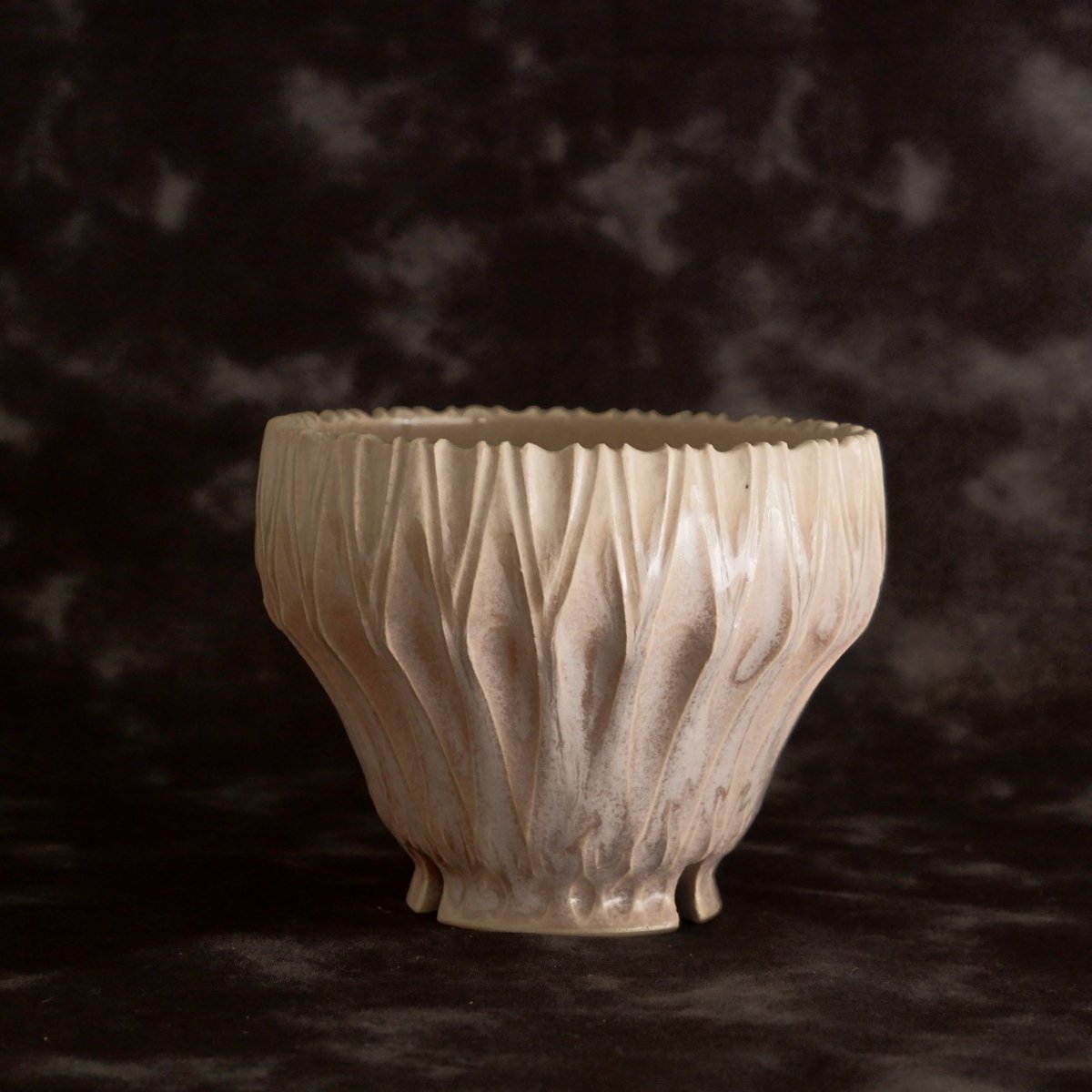 中野明彦 作品 【 KIRIKO - 藤色 - 】 4号 笠間焼 植木鉢 ［ No.12 ］