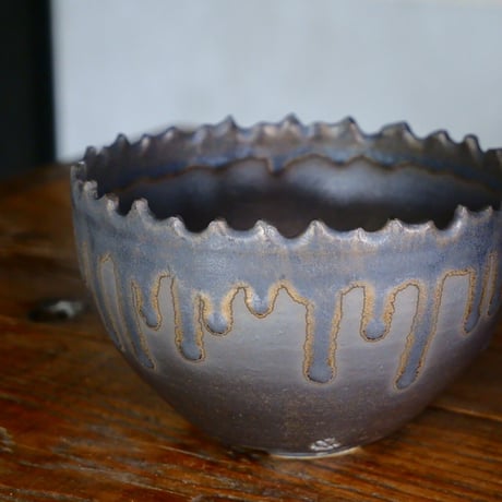 根本峻吾 作品【 S.N.POT type round 「黒焔 - kokuen - 」5号 】笠間焼 植木鉢 ［No.8］