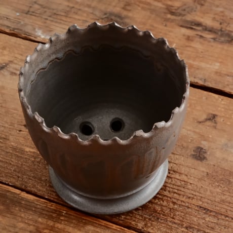 《size L》根本峻吾 作品【 S.N.POT type.bowl 「 黒焔 - kokuen - 」5号 】笠間焼 植木鉢 [No.4]