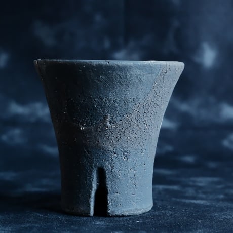 沼野秀章 作品【 Black Wrap 】2.5号 笠間焼 植木鉢 ［ No.153］