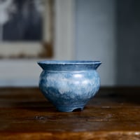 坂本新 作品【 LUSTER OVERGLAZE  - 水虹彩 -  aqua marine  】 笠間焼 植木鉢