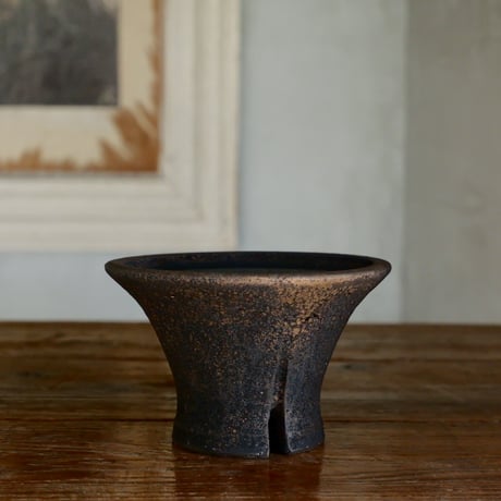 沼野秀章 作品【 black wrap  4号 】笠間焼 植木鉢 13
