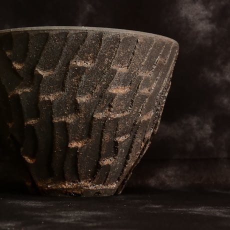 沼野秀章 作品【 Black Wrap 】3.5号 笠間焼 植木鉢 ［ No.12］