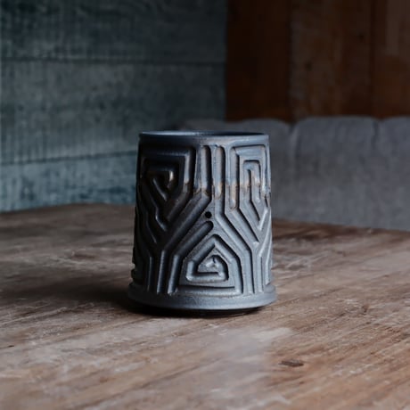《size S》根本峻吾 作品【 S.N.POT type. tall 「 鐡 - kurogane - 」3号 】笠間焼 植木鉢