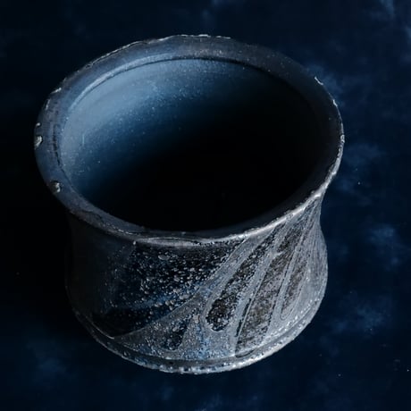 沼野秀章 作品【 black wrap 】3.5号 笠間焼 植木鉢 ［ No.30］