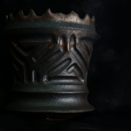 《size S》根本峻吾 作品【  S.N POT type.slim「 鐡 - 黑焰 - 」3号 】笠間焼 植木鉢 [No.139]